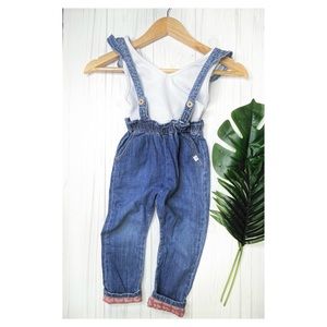 Zara size 3/4 Adjustable Denim Jean Overall Girls